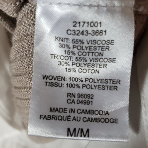 Hilary Radley Tan Sweater Faux Shirt Underneath Medium - Picture 4 of 5